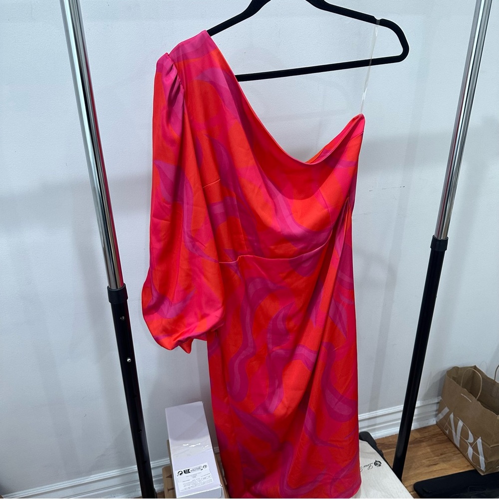 Pink Asymmetrical One Shoulder Cocktail Gown